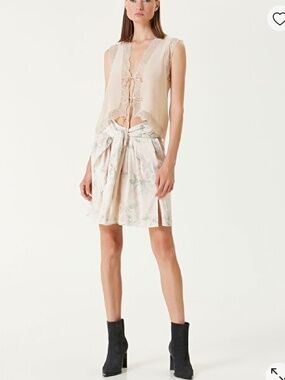 Zadig&Voltaire Joji Cream Floral Mini Silk Skirt Size 34